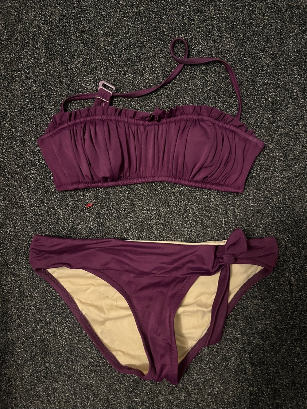 7/$20 J. Crew Plum Ruffled Bandeau Bikini Set